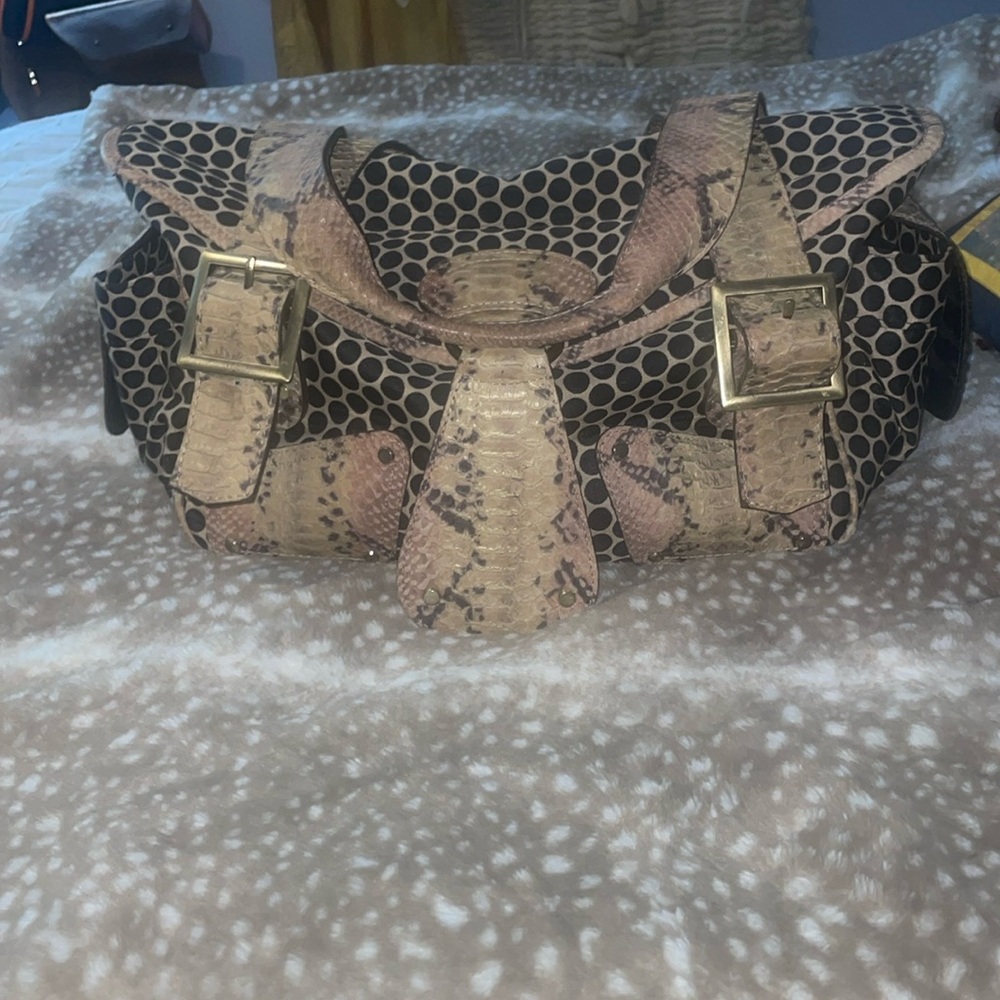 Rare snakeskin and polka dot Mia Bossi luxury diaper bag